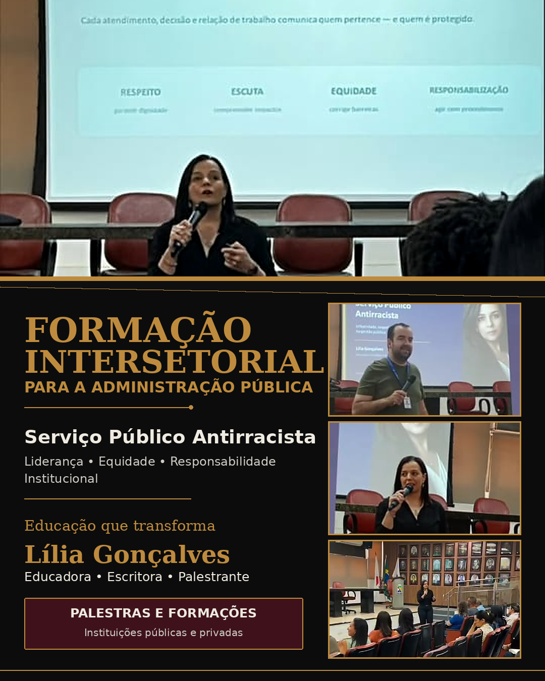 Lília Gonçalves conduzindo Formação Intersetorial para a Administração Pública, com participação da gestão municipal e de servidores públicos